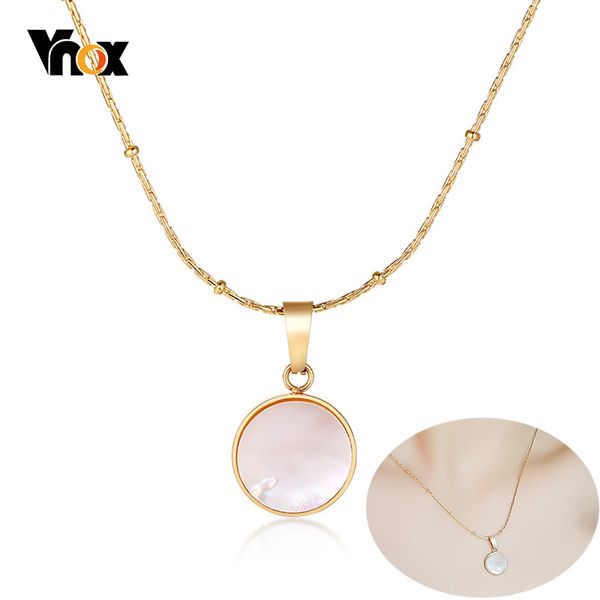 

vnox элегантного shell подвеска ожерелье для женщин цвета золота нержавеющей стали k 18 tag chain дня рождения партии подарков ювелирных изд, Silver