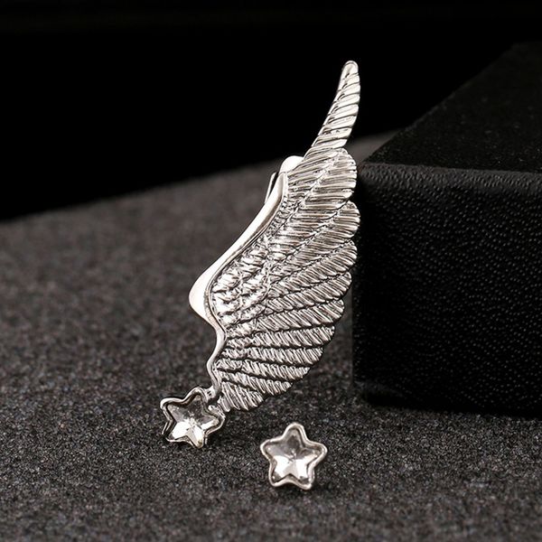 

fashion gothic rock punk angle wing cuff earrings women silver plated crystal wings ear cuff wrap clip ear earrings 5e1217