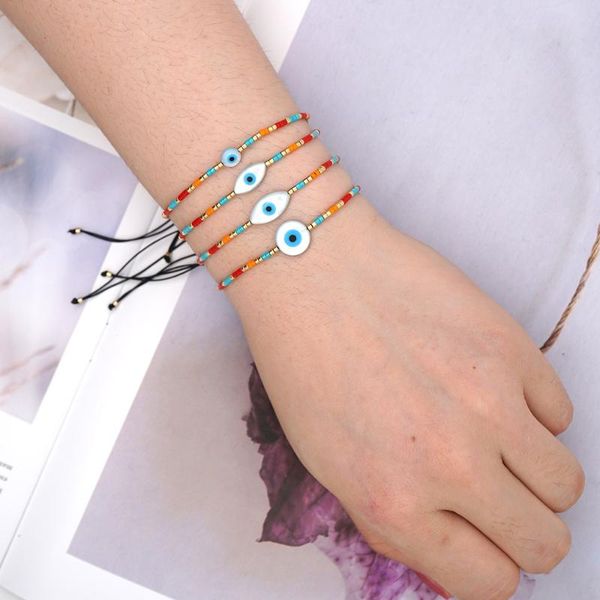 

go2boho miyuki bracelet women evil eye bracelets gift boho jewelry pulseras mujer armbanden bohemian handmade adjustable rope, Black