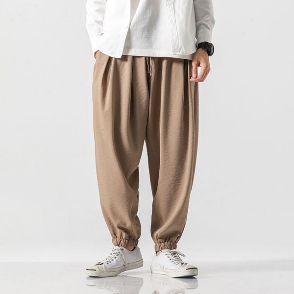 

men's pants 5 colors men elastic waist loose casual harem male streetwear hip hop trousers joggers sweatpants plus size m-5xl, Black