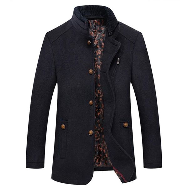 

new winter wool coat wool coat jacket men's fashion business casual warm jacket large size, Black
