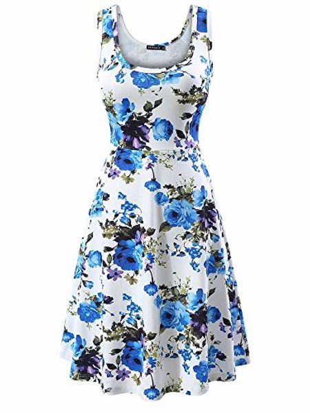 

fensace women's a line sleeveless floral summer dress, Black;gray