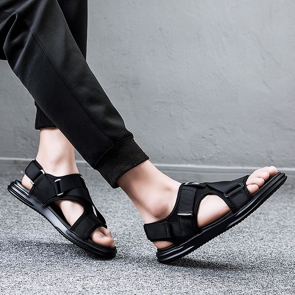 

guderian mens beach sandals fashion men casual shoe sandalia playa sandales homme 2019, Black