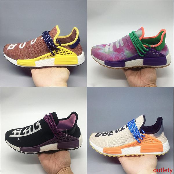 

human race pharrell williams hu trail nerd men running shoes yellow blue sports shoes