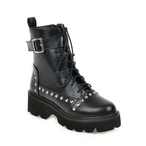 

boots women british style ankle boots gothic punk high heel ankle boot winter women shoes, Black