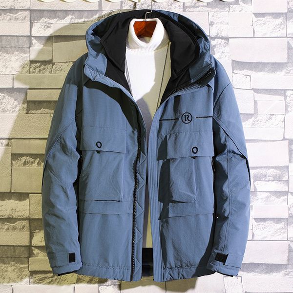 

80% down jackets men's 2020 winter thick warm hoodies parkas male fashion jacket homme casual loose jacket thick men clothing, Black