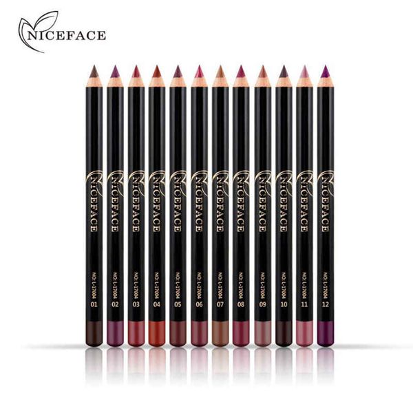 12 Cores Marca Lip Lápis Fosco Lipliner Lápis de Maquiagem À Prova D 'Água Lábios 2018 Matte Lip Liner Caneta Liso Nude Cosméticos