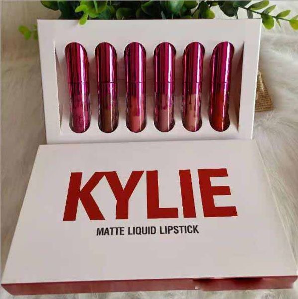 

Золото Серебро Розовая Коробка 6 Набор для блеска для губ Косметика Жидкая матова