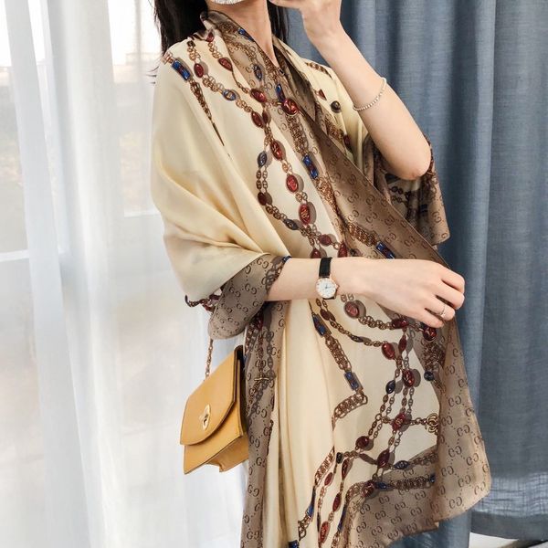 

new scarves for women luxury letters silk gold thread stylist thick scarf warm scarf size 180 x90cm quality, Blue;gray