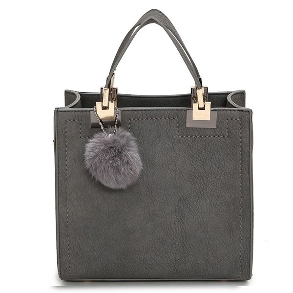 

handbag women casual tote bag female large shoulder messenger bags pu leather handbag with fur ball bolsa