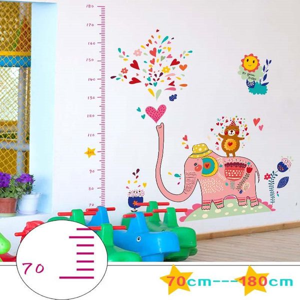 DIY стикер стены слоны спрей обои искусство росписи водонепроницаемый детская комната измерения высоты стены наклейки домашнего декора
