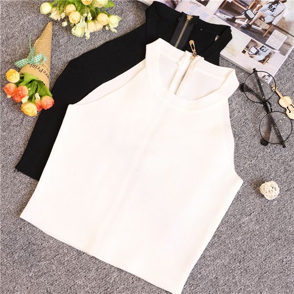 

tank summer women slim linen knitting halter off shoulder tank crop female bodycon knitted camisole short tee shirts 612, White