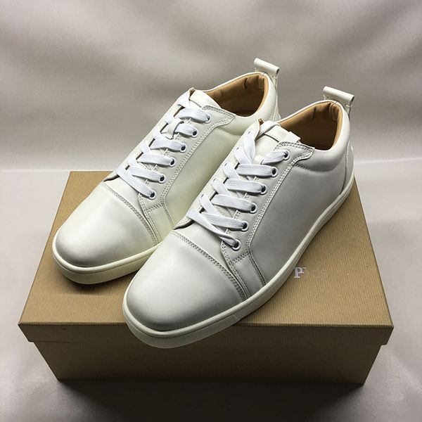 

designer shoes for man women red bottoms junior spikes flat sneakers genuine leather fashion paris dress shoes with box cs01, Black