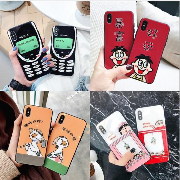 

sell sell 2019 new lovely cartoon case for iphonexr iphonexs max cases glass cover for iphone 678 lovers cases students phone case