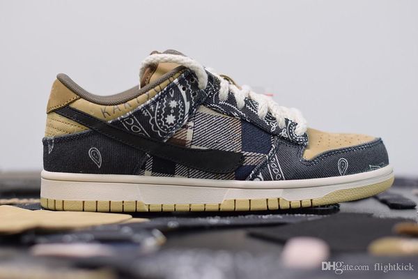 

С коробкой и запасом X Travis Sc0tt x SB TS Dunk Low Designer Shoes Des Chaussures Schuhe Zapatos Cactus Jack парашют бежевые туфли Petra.