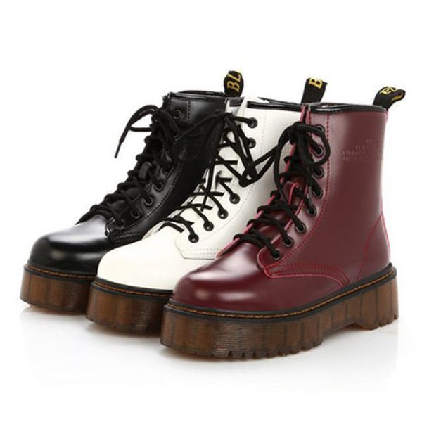 

autumn and winter new england retro motorcycle shoes knight female boots snow boots thick bottom to keep warm, Black