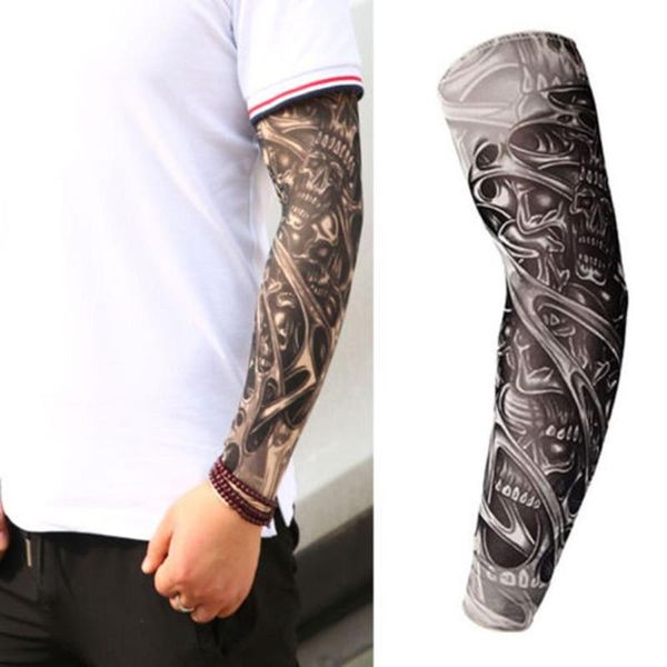 

5pcs quick dry outdoor running arm warmer cycling tattoo elastic seamless uv protection arm sleeves stockings, Black;gray