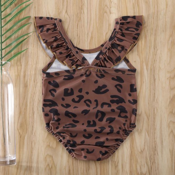 

2020 infant kids baby girl leopard print one piece swimming costume swimsuit swimwear outfits 0-5y, White