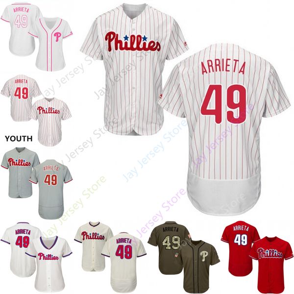

Custom Philadelphia Jake 49 Arrieta Jersey Phillies Jerseys Cool Base Flexbase White Black Red Grey Home Away Men Women Youth All Stitched