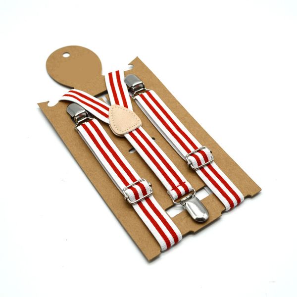 

children's british style red and white striped strap clip men and women children elastic elastic strap 4 clip hanging pants, Black;white