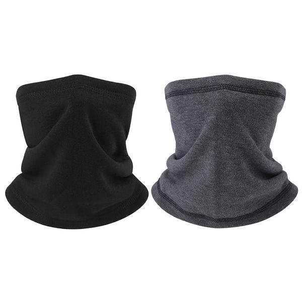 

2pcs winter neck warmer gaiter polar fleece ski face mask cover for cold weather, Black