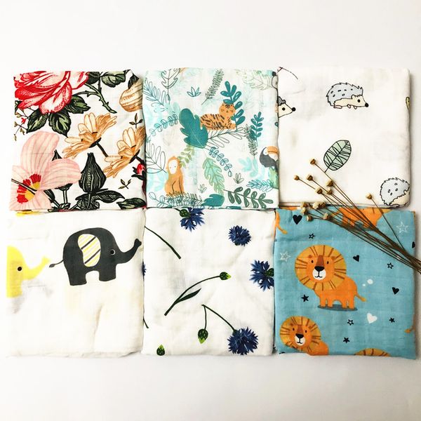 

60*60cm muslin bibs baby bandana burpy cloths newborn triangle scarf towel infants swaddle wrap ins print bib 7 styles m1867