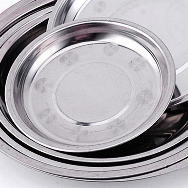 

new18cm нержавеющей сталь тарелка food container фрукты десерт servies блюдо круглых продукты питание сладость кухня посуда обеденная тарелк