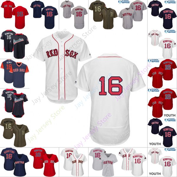 

2019 Boston 16 Andrew Benintendi Jersey Red Sox Jerseys Men Women Youth Cool Base Flexbase Home Away White Black Red Grey Pullover Butto