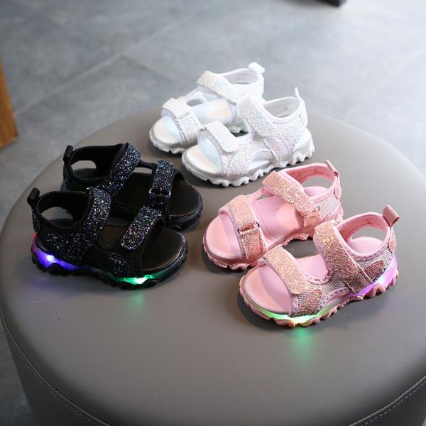 

дети детские ребёнки мальчики сандалии твердая bling свет водить светящиеся спорт сандалии summer beach детская обувь, Black;red