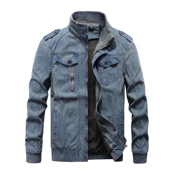 

men tactical jacket spring autumn vintage demin jacket style motocycle biker and coat casual streetwear jeans, Black;brown