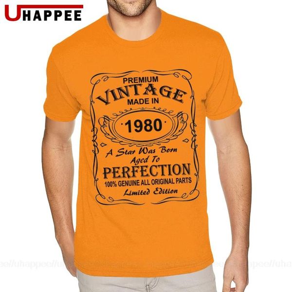 

графика день рождения идеи подарков для мужчин и женщин was born 1980 тенниска mens персонализированные коротким рукавом полный хлопок crew, White;black