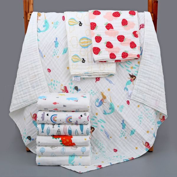 

six-layer high-density children's washed gauze baby blanket bath bath towel infant cartoon quilt six-layer pure cotton towel quilt