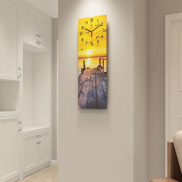 

20*60cm wall clocks silent glass hanging clock modern design multi-colored home decor living room