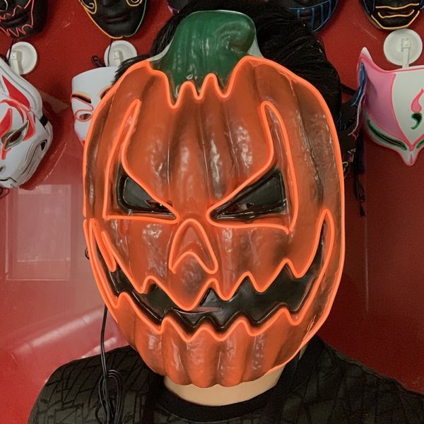 

el light up pumpkin halloween mask halloween horror mask cosplay party mascara horror mascarillas glowing hot