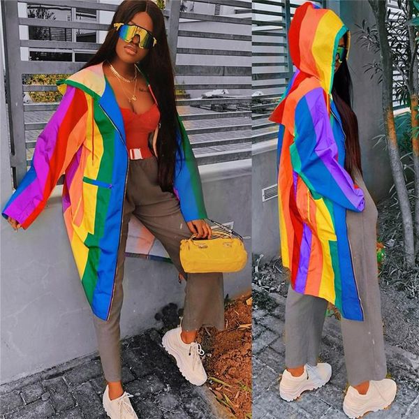 

женская mulit цвет дизайнер с капюшоном куртки мода щитовые радуга печати женская кардиган outerwears вскользь сыпучие суки одежды, Black;brown