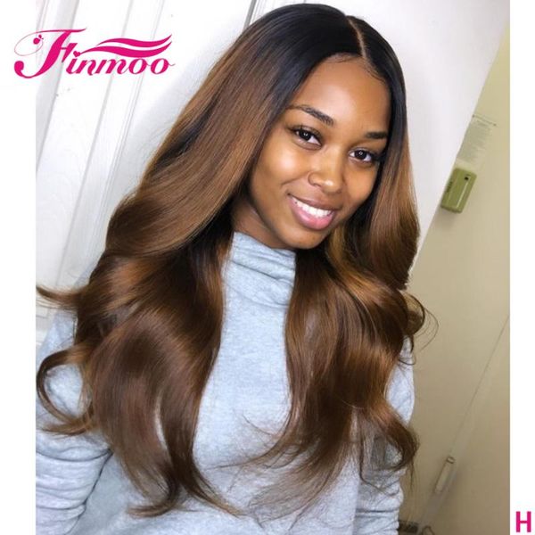 

body wave ombre 13x6 lace front human hair wigs with baby hair brazilian remy 1b 30 colored brown 360 lace frontal wig pre pluck, Black;brown