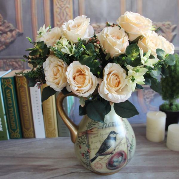 

милан реалистичные букет 11 глав wedding rose искусственный шелк цветок люкс