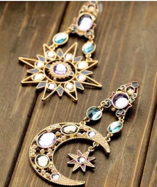 

fashion-jewelry new diamond sun moon sea goddess earrings pendant, Silver