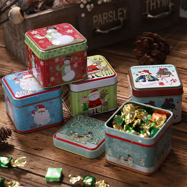 

christmas candy iron storage box xmas santa snowman gift sweets jar party home decoration