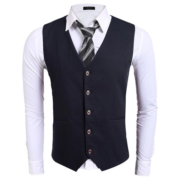 

men single-breasted button down solid slim fit casual casual, business pockets spring, autumn vest regular, Black;white