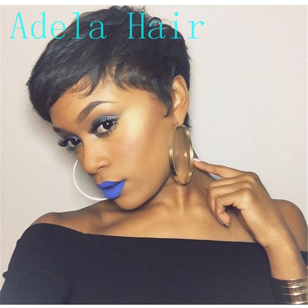 Celebrity Short Human Hair Wigs Fashion Style 2019 Full None Lace