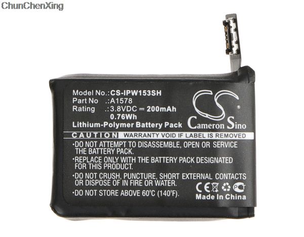 

cameron sino 200mah аккумулятор a1578 для apple a1553, a1554, mj2t2ll/a, mj2u2ll/a, mj2v2ll/a, mj2w2ll/a, часы 38 мм, часы 42 мм