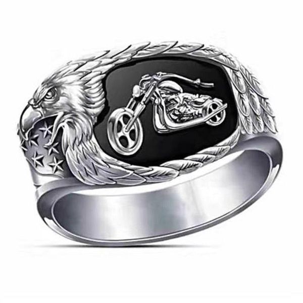 

10pcs/lots european and american gold & silver hip hop men's motorcycle rings men birthday party jewelry gifts rings size 7-14