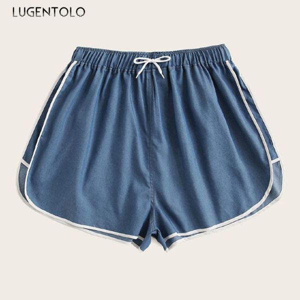 

women's shorts lugentolo women summer casual loose plus size lacing beach denim sport straight elastic waist booty, White;black