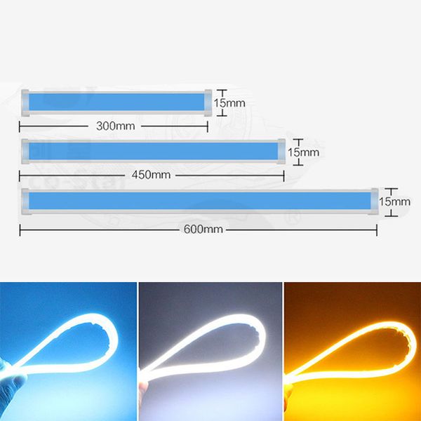 

4pcs 30cm car slim daytime running lights turn signal drl running bulbs flowing headlight led strip light for auto styling