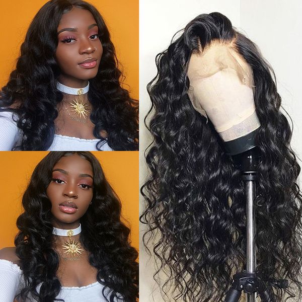 

brazilian loose wave pre-plucked full lace wigs 130% 150% density human hair lace wigs with baby hai, Black
