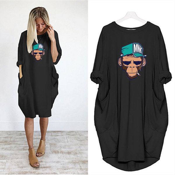 

2020 new arrival womens cute dresses fashion streetwear t shirt dress for ss casual beach dresses with pockets size s-5xl, Black;gray