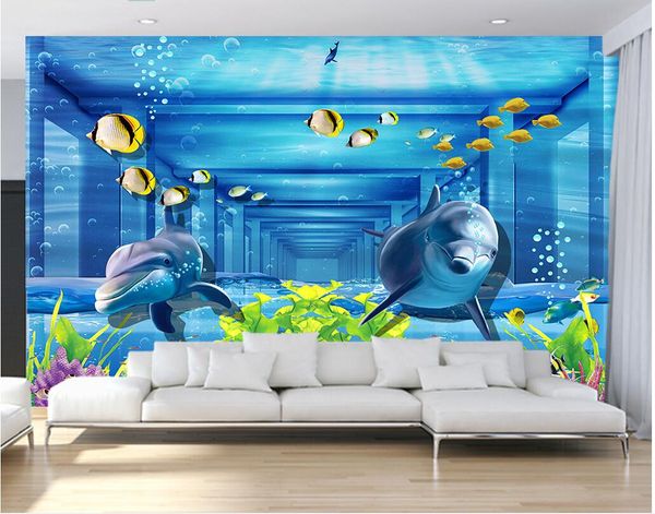 

wdbh custom p 3d wallpaper space underwater world dolphin tv background living room home decor 3d wall murals wallpaper for walls 3 d