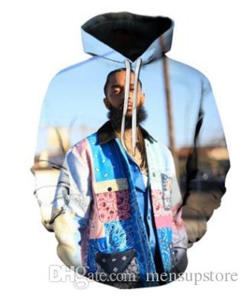 

американский рэппер nipsey hussle 3d толстовки мужчины женщины с капюшоном весна tops дизайнер скейтборд свитеры harajuku толстовки, Black