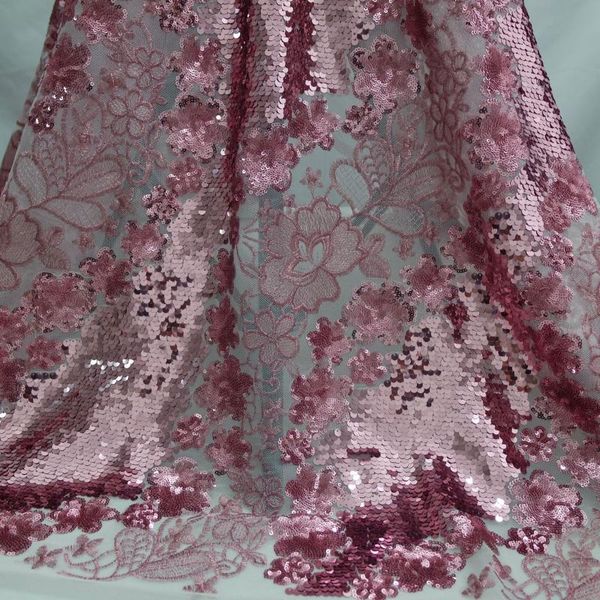 

5yards new french glitzy pink sequined lace fabric border embroidery flower mesh lace wedding dress decor diy sewing accessories, Pink;blue